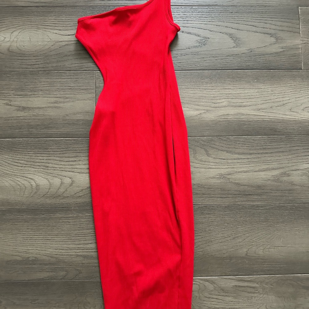 Fashion Nova Red Asymmetrical One-Shoulder Bodycon Dress